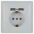 Фотография товара 'Эра Розетка Intro Solo 4-410-01 с заземлением P+E Schuko со шторками, 16А-250В + 2хUSB, IP20, СУ, белый Б0053713'