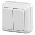 Фотография товара 'Эра Выключатель двойной, 10А-250В, ОУ, б.м.п., Quadro, белый Б0038839'
