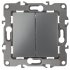 Фотография товара 'Эра Выключатель двойной, 10АХ-250В, без м.лапок, Эра12, графит Б0019311'