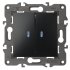 Фотография товара 'Эра Выключатель двойной с подсветкой, 10АХ-250В, Эра Elegance, антрацит Б0034241'
