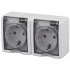 Фотография товара 'Эра Розетка 2х2P+E IP54, шторки, 16A-250В, ОУ, Эра Эксперт, Al+Cu, белый Б0038821'