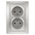 Фотография товара 'Эра Розетка Intro Plano 1-204-03 без заземления двойная 2х2P, 16А-250В, IP20, СУ, алюминий Б0053907'