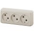 Фотография товара 'Эра Розетка Intro Quadro 2-205-02 без заземления трехместная 3х2P, 16А-250В, IP20, ОУ, слоновая кость Б0053813'