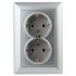 Фотография товара 'Эра Розетка Intro Solo 4-205-03 с заземлением двойная 2X2P+E Schuko, 16А-250В, IP20, СУ, алюминий Б0053664'